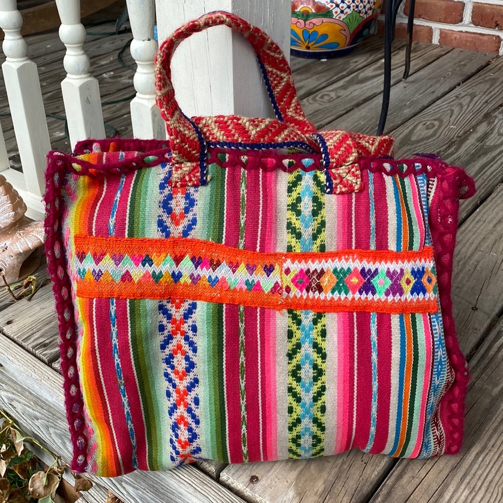 Peru woven vintage Manta festival bag